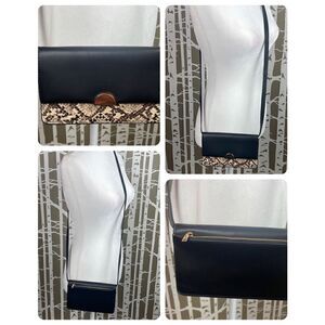 a new day Black Faux Leather & Faux Snake Crossbody Wallet Bag